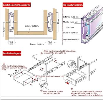 トップス draw drawers two way tops Metal 7.2 inch Drawer Slides, Ball Bearing Two Way Slide